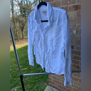 Thread & Supply White Button-Front Shirt , Large